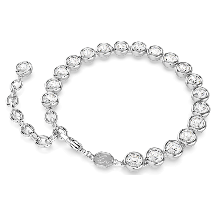 swarovski imber tennis bracelet  round cut  white  rhodium plated