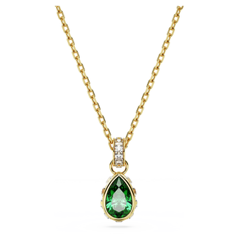 swarovski chroma pendant pear cut green gold tone plated