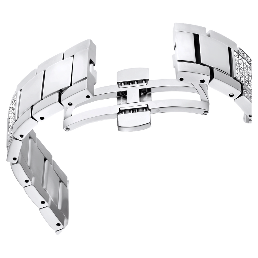 swarovski dextera lux watch  swiss made  metal bracelet  silver tone  stainless steel