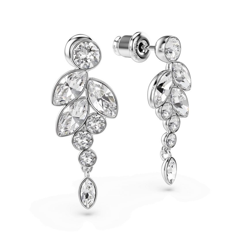 swarovski diapason drop earrings  mixed cuts  white  rhodium plated
