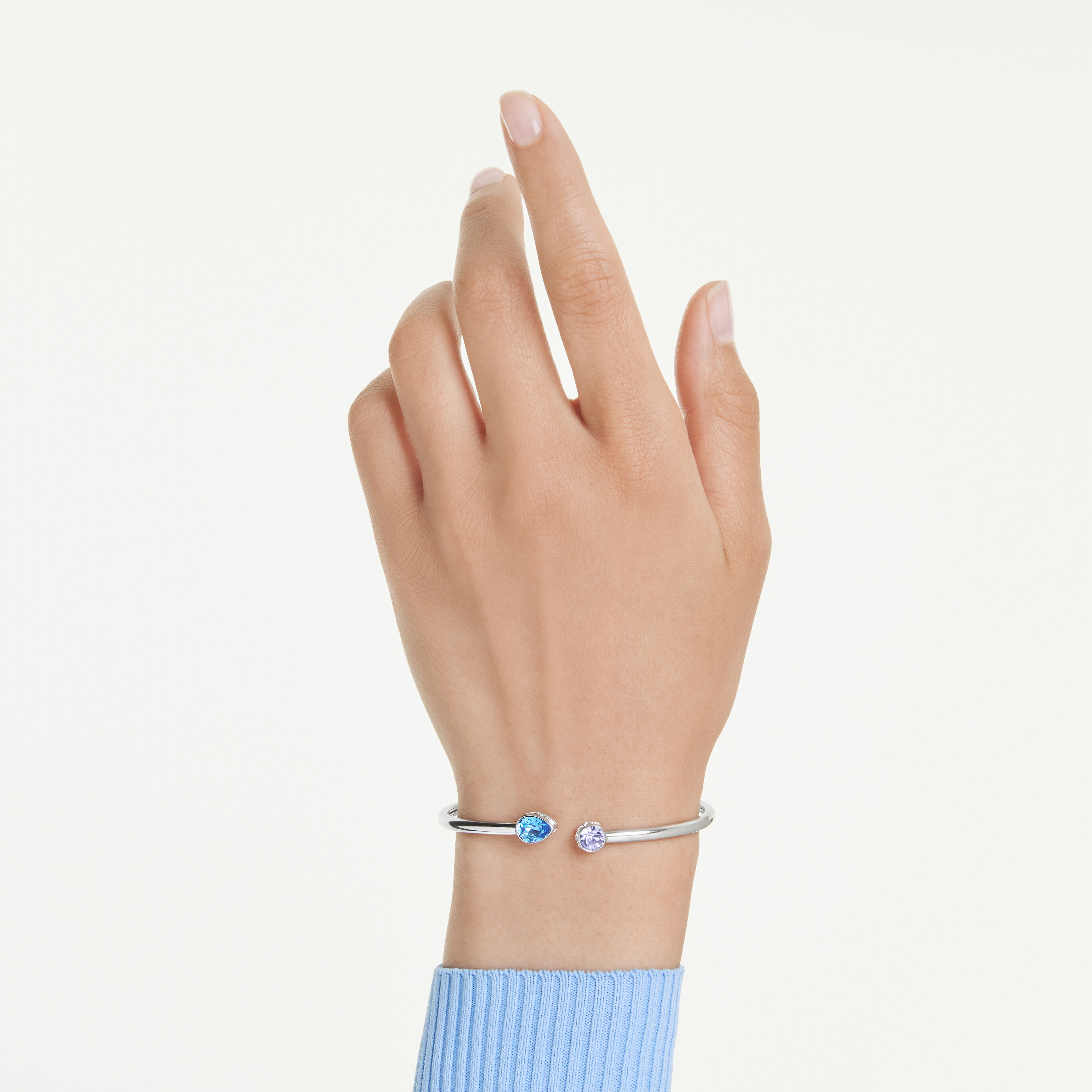 swarovski chroma bangle  mixed cuts  multicolored  rhodium plated