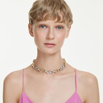 swarovski dextera necklace  round cut  chain  white  mixed metal finish