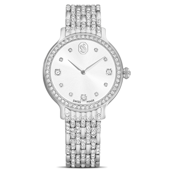 swarovski imber watch  swiss made  metal bracelet  silver tone  stainless steel