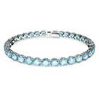 swarovski matrix tennis bracelet round cut blue rhodium plated