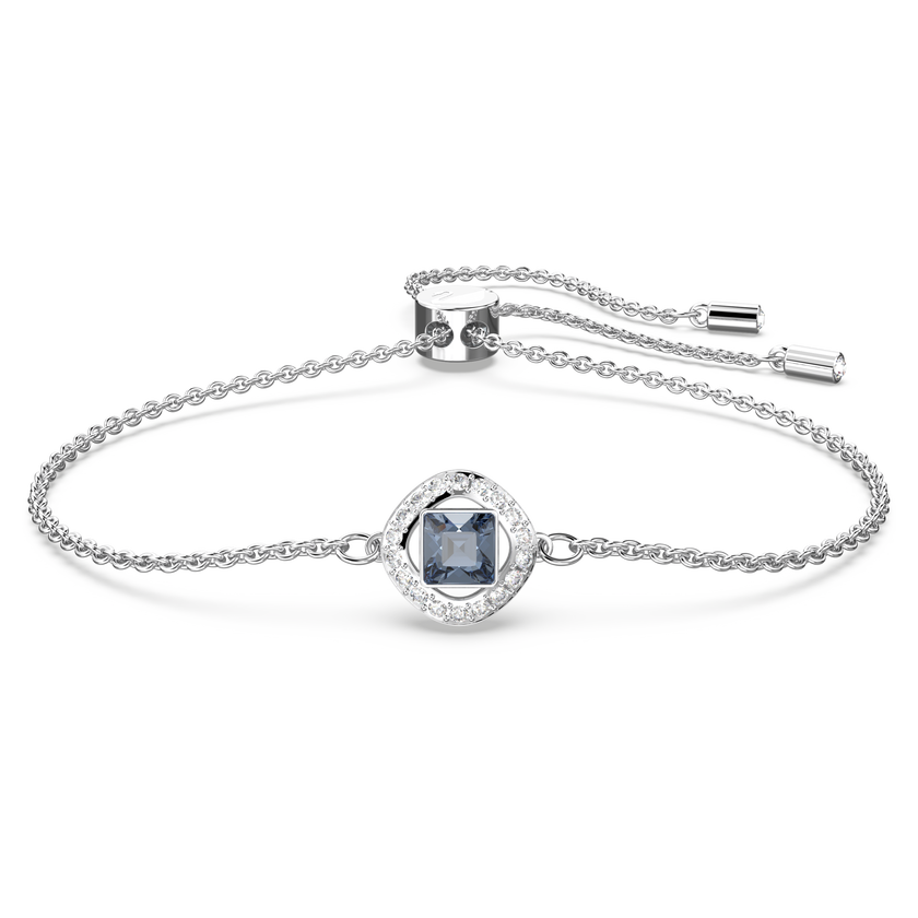 swarovski angelic bracelet  square cut  blue  rhodium plated