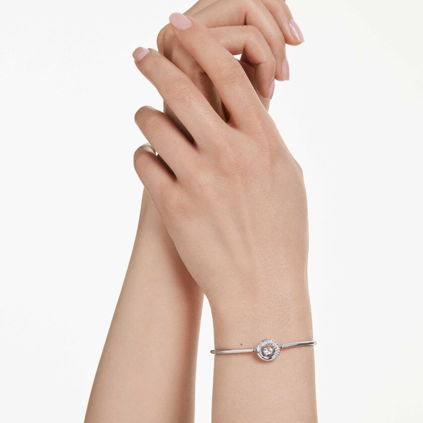 swarovski dextera bangle  round cut  white  rhodium plated