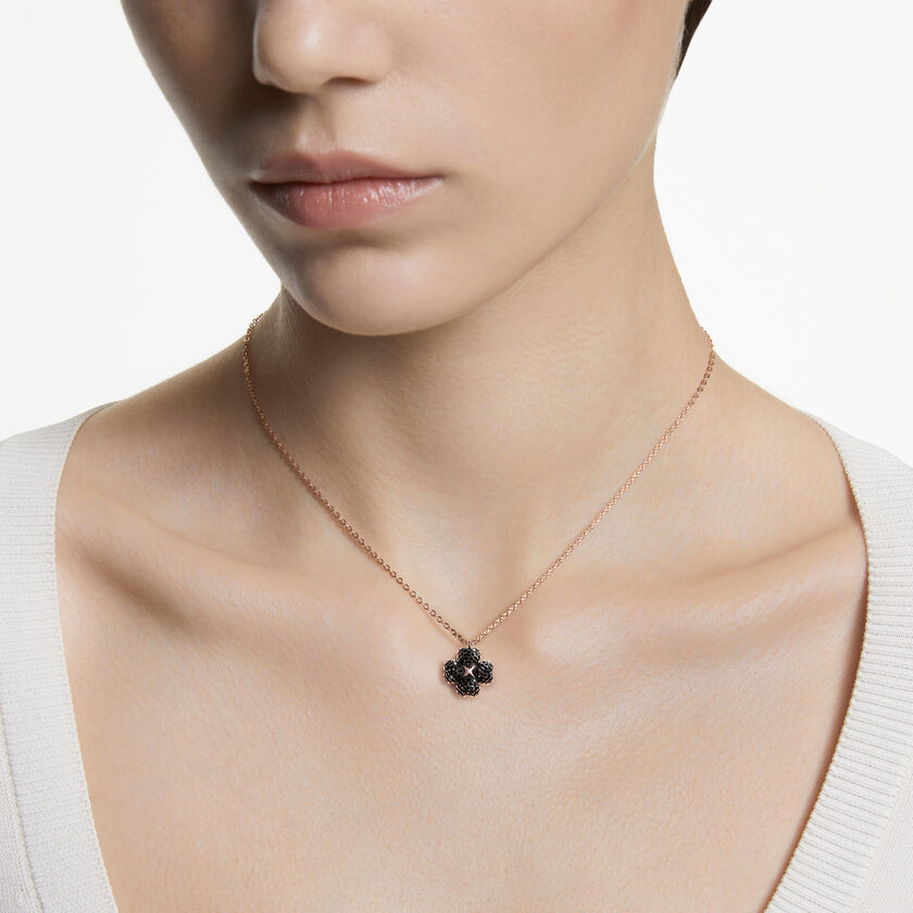 swarovski latisha pendant  pav   clover  multicolored  18k rose gold finish