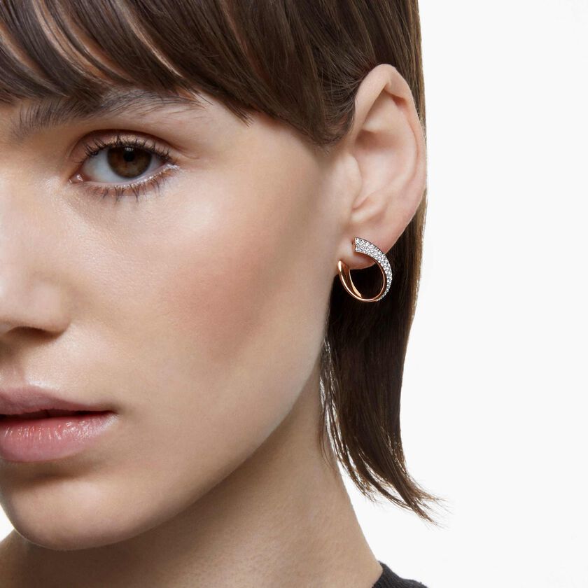 swarovski exist hoop earrings  small  white  18k rose gold finish
