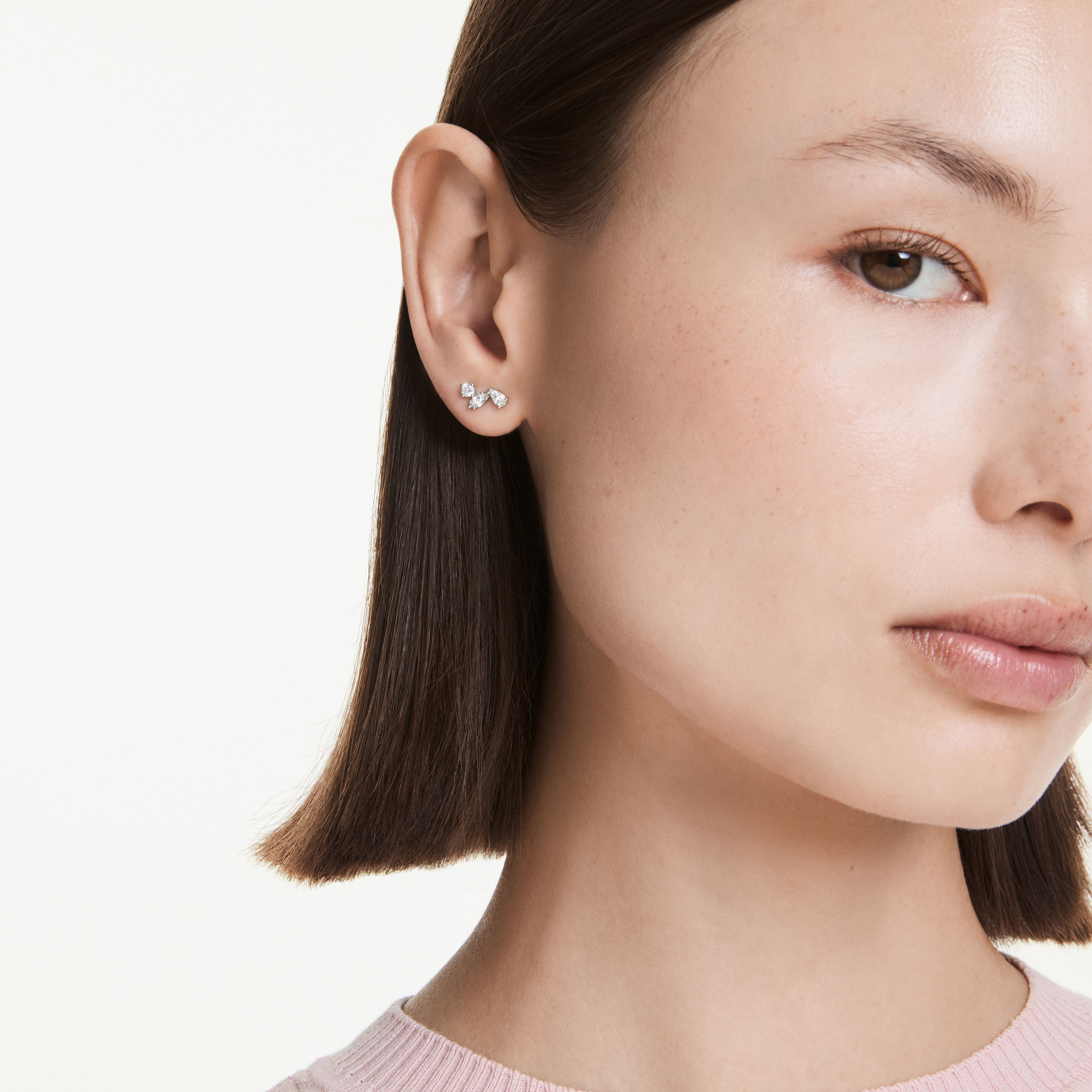 swarovski galaxy stud earrings  lab grown diamonds 0 5 ct tw  round shape  sterling silver