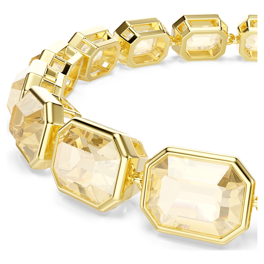 swarovski millenia tennis bracelet  octagon cut  caramel  gold tone plated