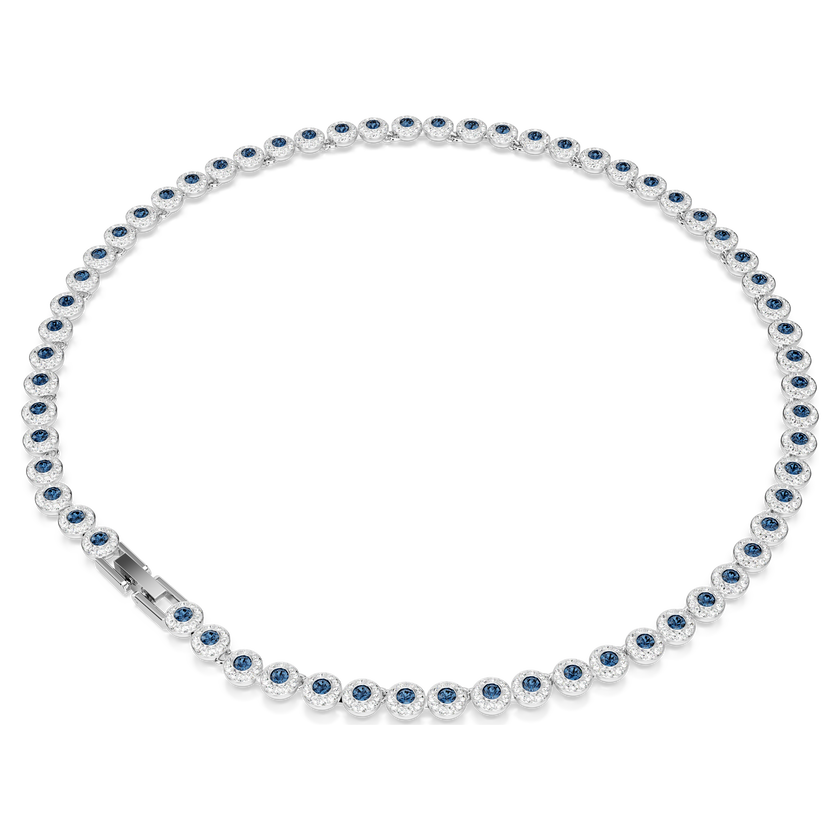 swarovski una angelic tennis necklace  round cut  blue  rhodium plated