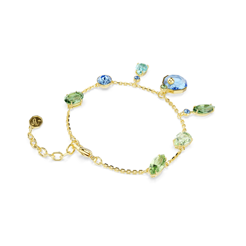 swarovski gema bracelet  mixed cuts  multicolored  gold tone plated