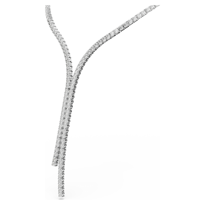 swarovski matrix y necklace  round cut  white  rhodium plated