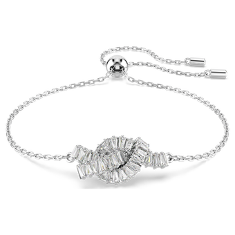 swarovski matrix bracelet  baguette cut  knot  white  rhodium plated