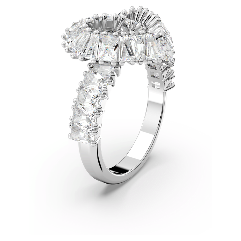 swarovski matrix cocktail ring  mixed cuts  heart  white  rhodium plated