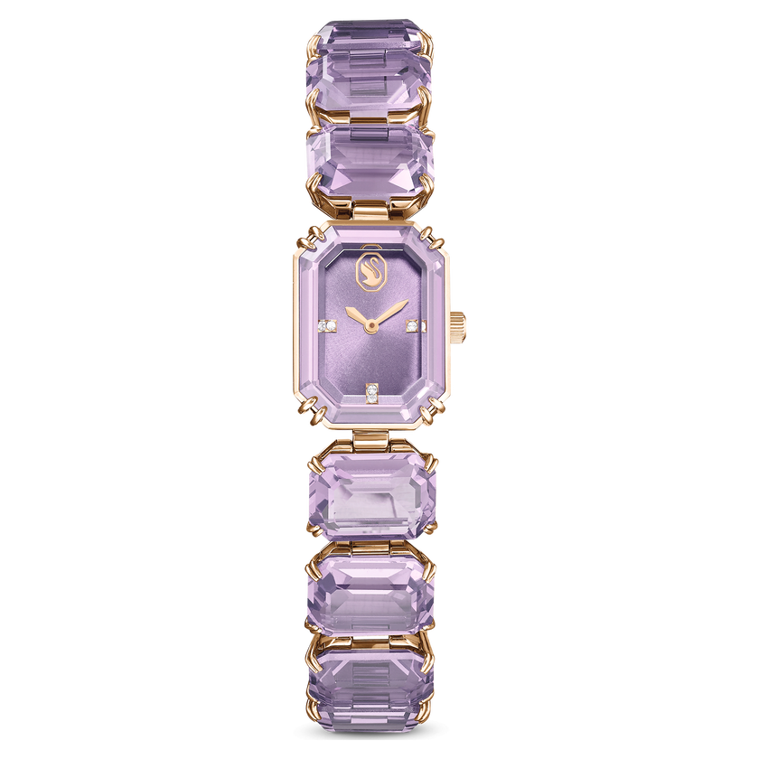 swarovski watch  octagon cut bracelet  purple  champagne gold tone finish
