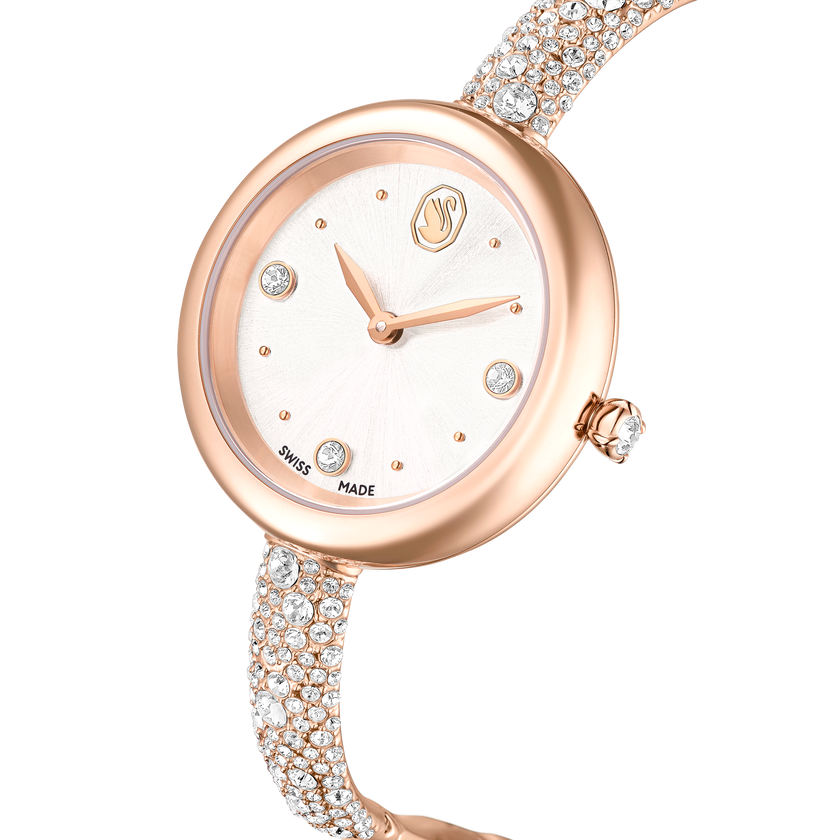 swarovski sublima bangle watch  swiss made  metal bracelet  rose gold tone  rose gold tone finish
