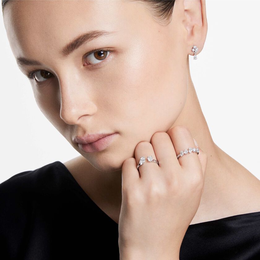 swarovski galaxy drop earrings  laboratory grown diamonds 0 75 ct tw  18k white gold