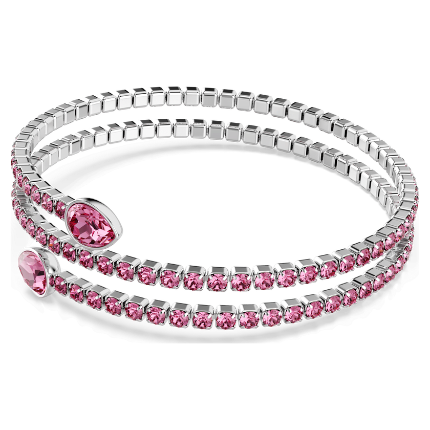 swarovski twisty cuff  mixed cuts  pink  rhodium plated