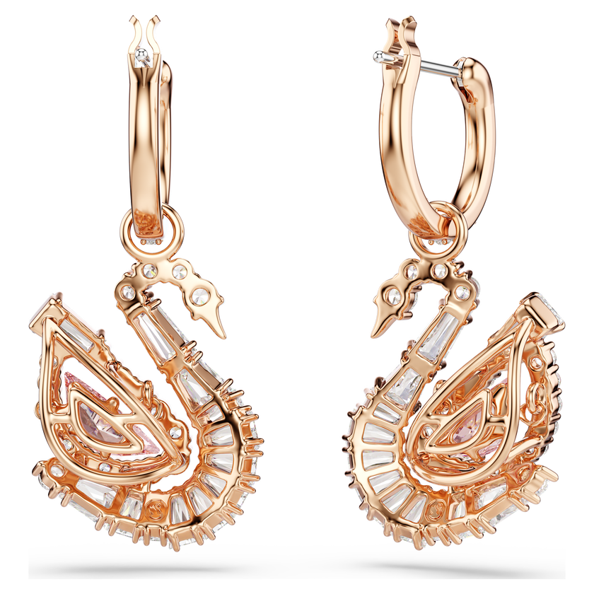 swarovski swan drop earrings  pav   swan  pink