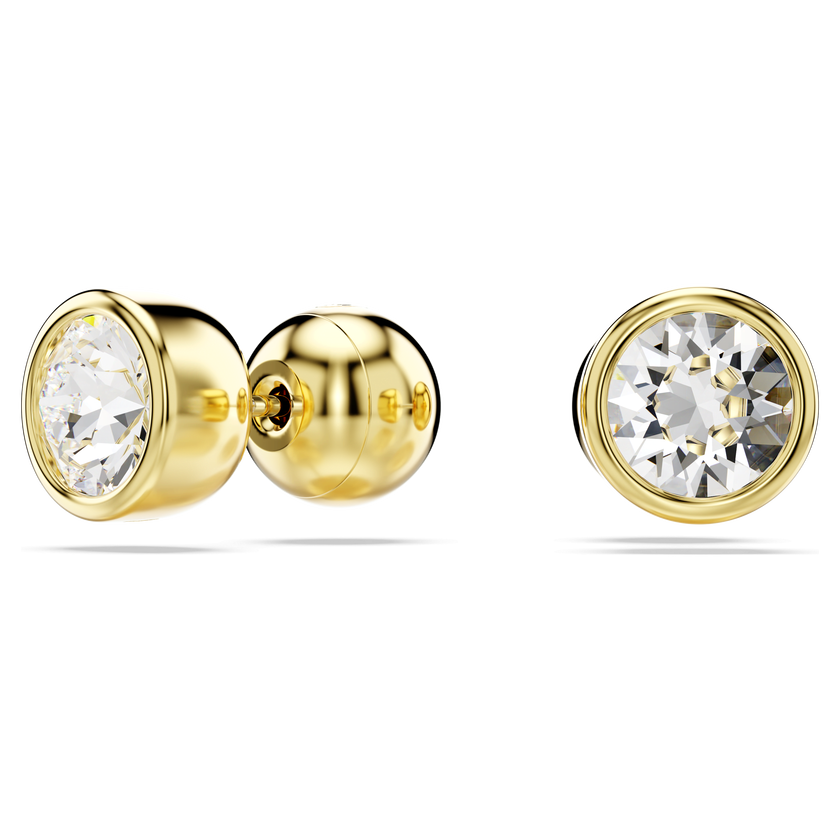 swarovski imber stud earrings  round cut  white  gold tone plated