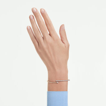 swarovski matrix bangle  round cut  white  18k rose gold finish