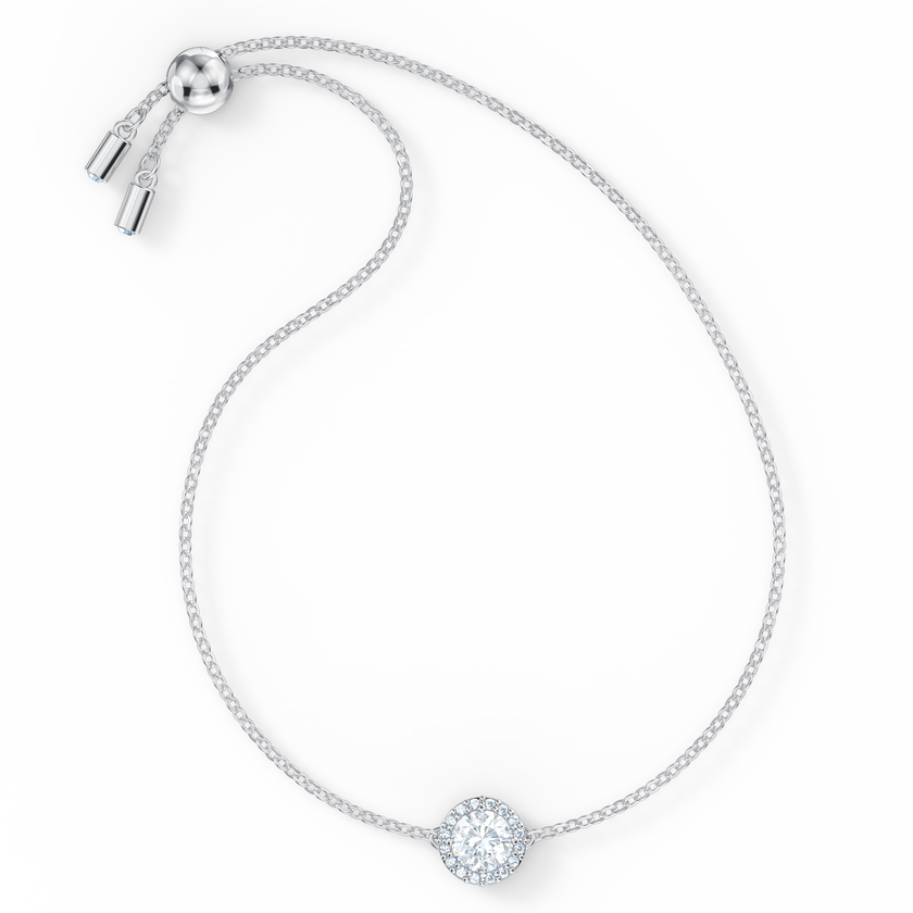 swarovski angelic bracelet  round cut  white  rhodium plated