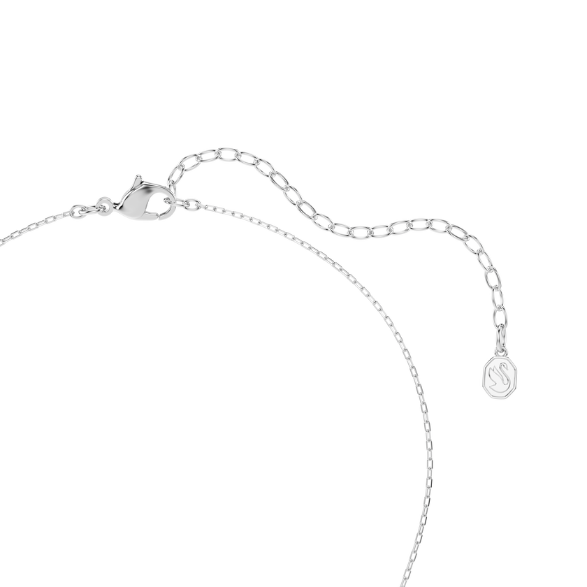 swarovski tough pendant  pav   flower  white  mixed metal finish