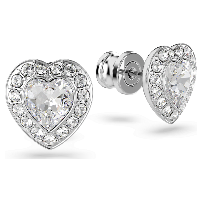 ariana grande x swarovski stud earrings  mixed cuts  heart  white  rhodium plated