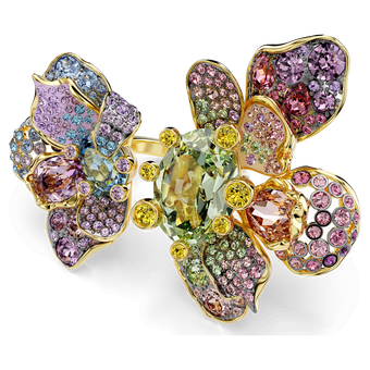 swarovski idyllia ring  mixed cuts  pav   flower  multicolored  mixed metal finish