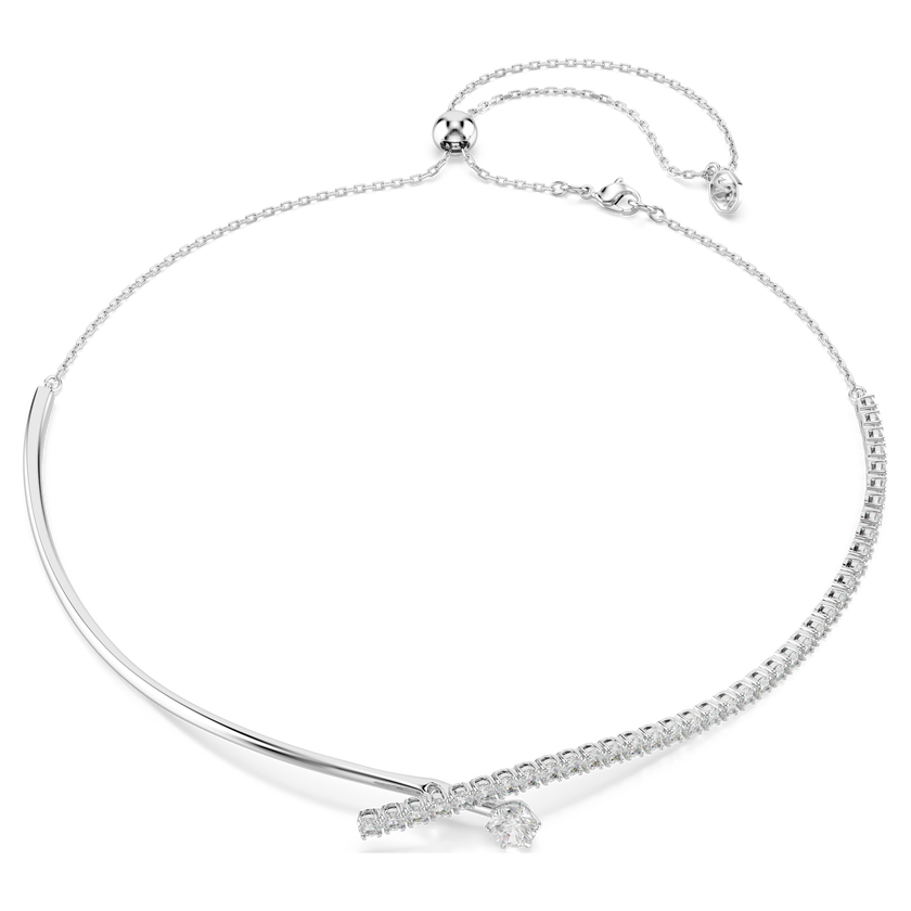 swarovski matrix necklace  round cut  white  rhodium plated