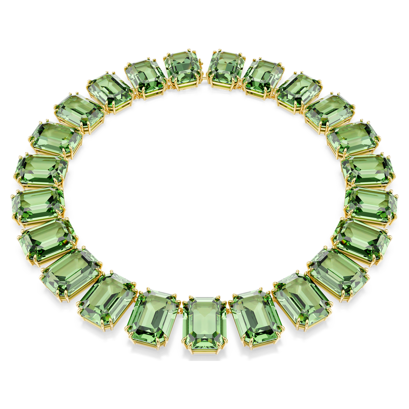 swarovski millenia tennis necklace  octagon cut  green  gold tone plated