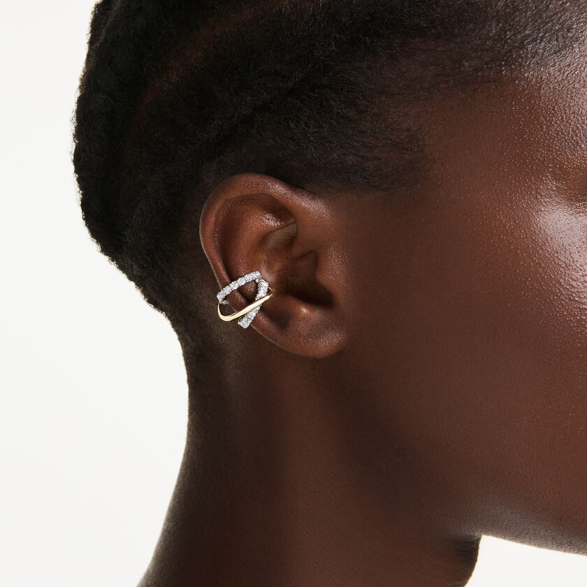 swarovski hyperbola ear cuffs  mixed cuts  white  mixed metal finish