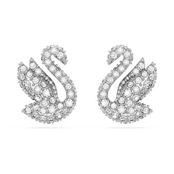 swarovski swan stud earrings swan white rhodium plated