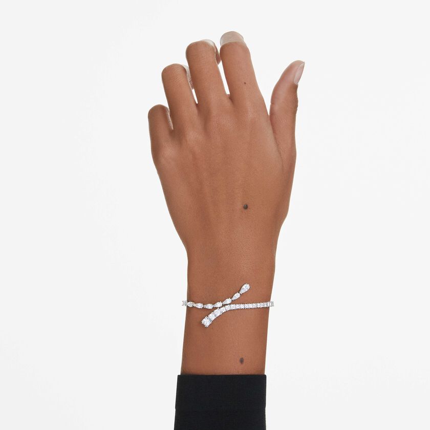 swarovski matrix bracelet  mixed cuts  white  rhodium plated