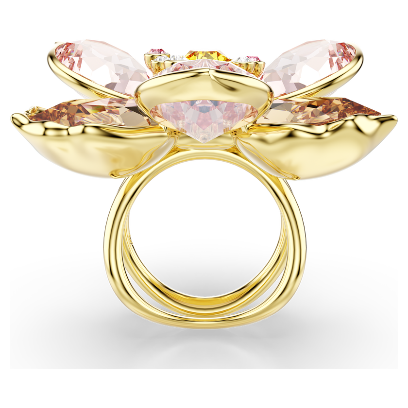 swarovski idyllia motif ring  mixed cuts  flower  multicolored  gold tone plated