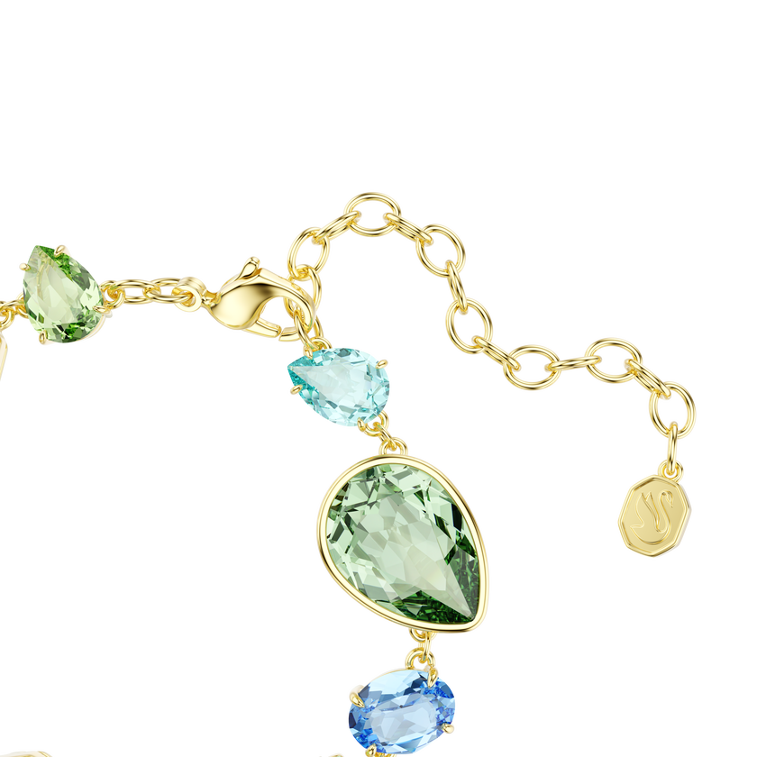swarovski gema bracelet  mixed cuts  multicolored  gold tone plated