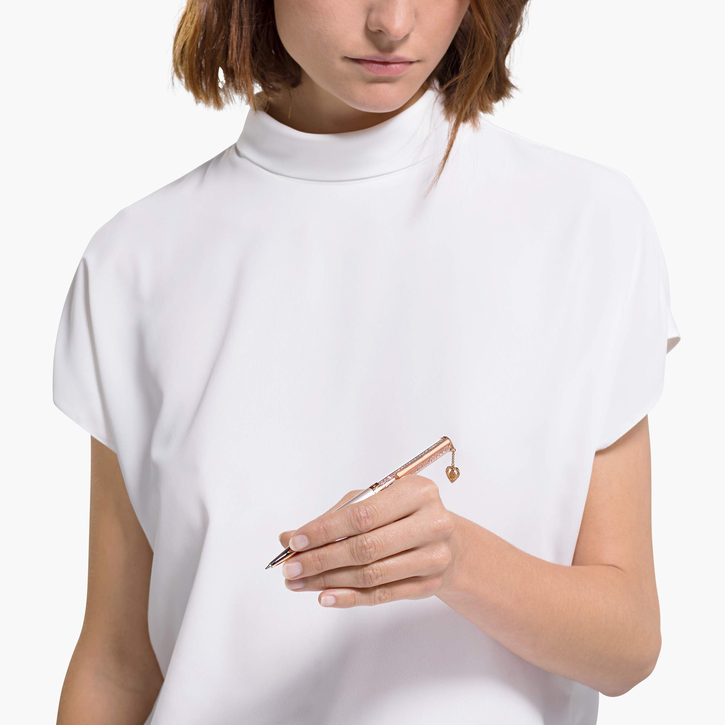 swarovski crystalline ballpoint pen  pink  rose gold tone plated