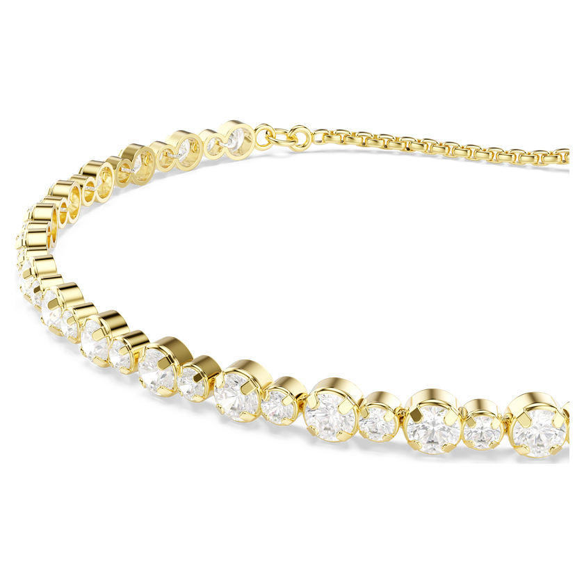 swarovski matrix tennis bracelet  round cut  white  gold tone plated