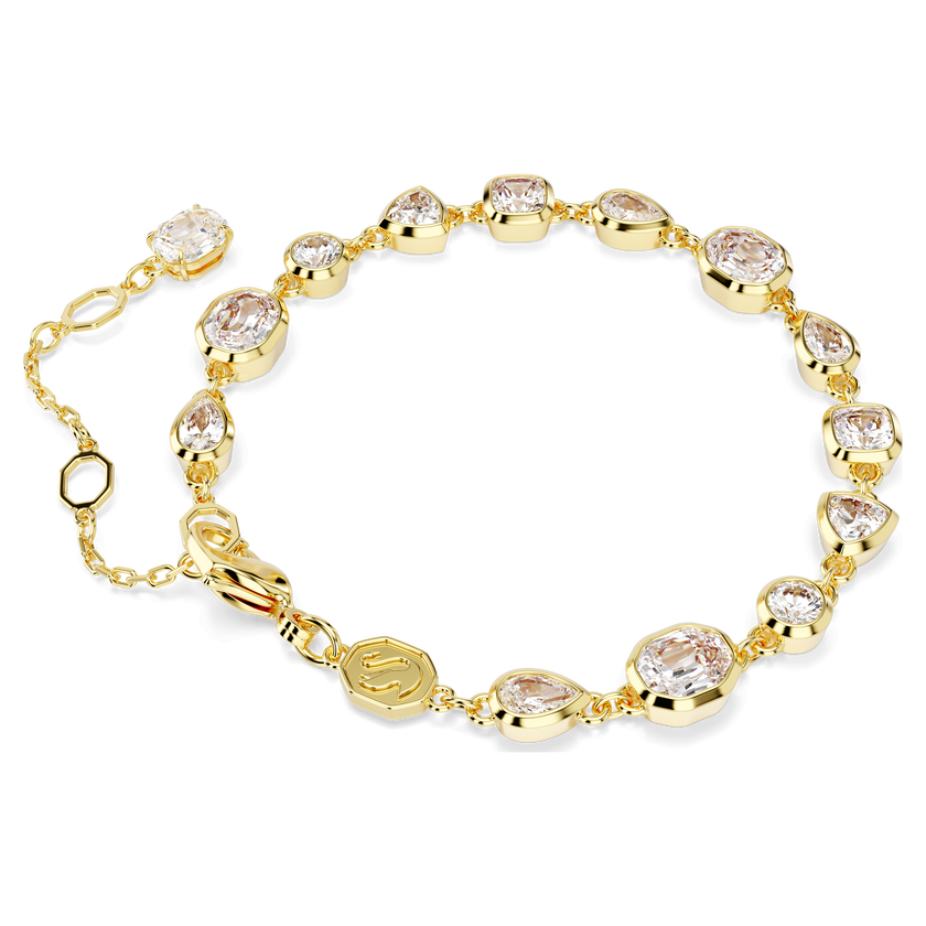 swarovski imber tennis bracelet  mixed cuts  white  gold tone plated