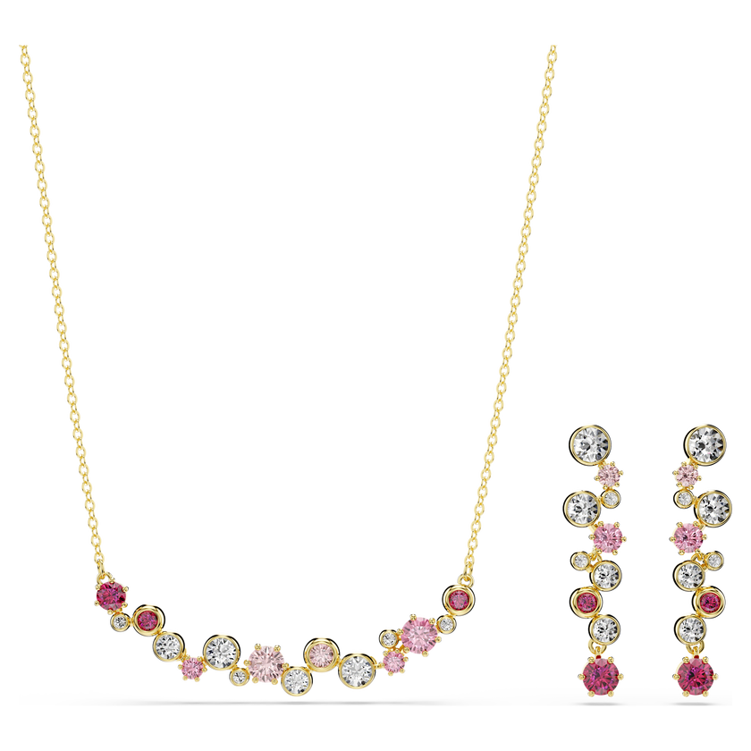 swarovski constella set  mixed cuts  multicolored  gold tone plated
