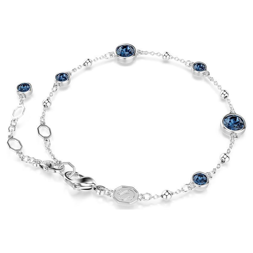 swarovski imber bracelet  round cut  blue  rhodium plated