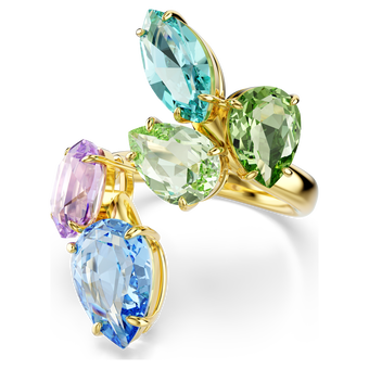 swarovski gema motif ring  mixed cuts  multicolored  gold tone plated