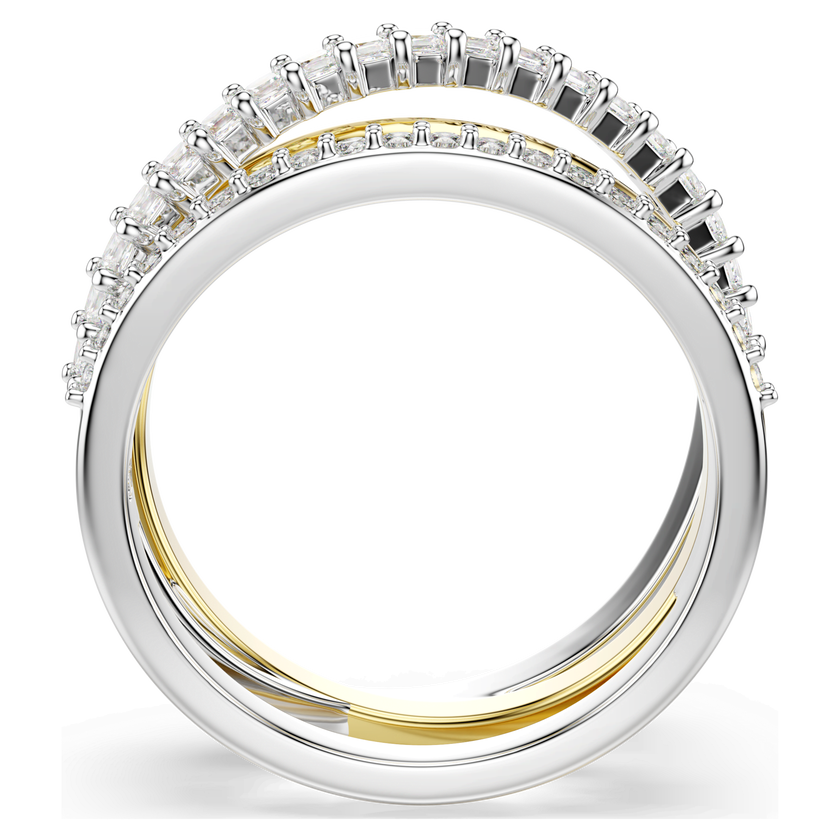 swarovski hyperbola ring  mixed cuts  white  mixed metal finish