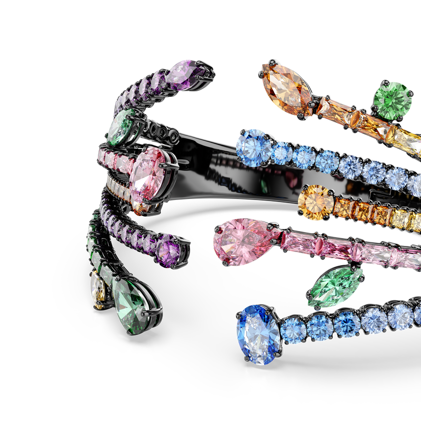 swarovski matrix bangle  mixed cuts  bouquet  multicolored  ruthenium plated