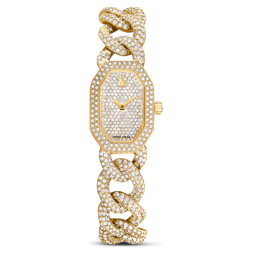 swarovski dextera chain watch  swiss made  crystal bracelet  gold tone  gold tone finish