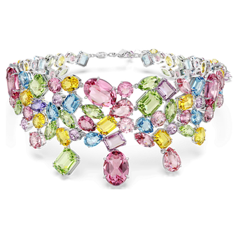 swarovski gema choker mixed cuts multicolored rhodium plated