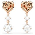 swarovski lifelong heart drop earrings  heart  white  rose gold tone plated