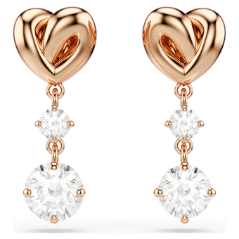 swarovski lifelong heart drop earrings  heart  white  rose gold tone plated