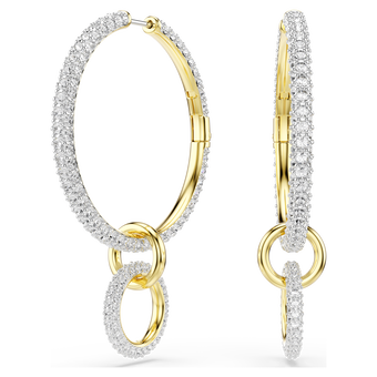 swarovski dextera hoop earrings  round cut  white  gold tone plated